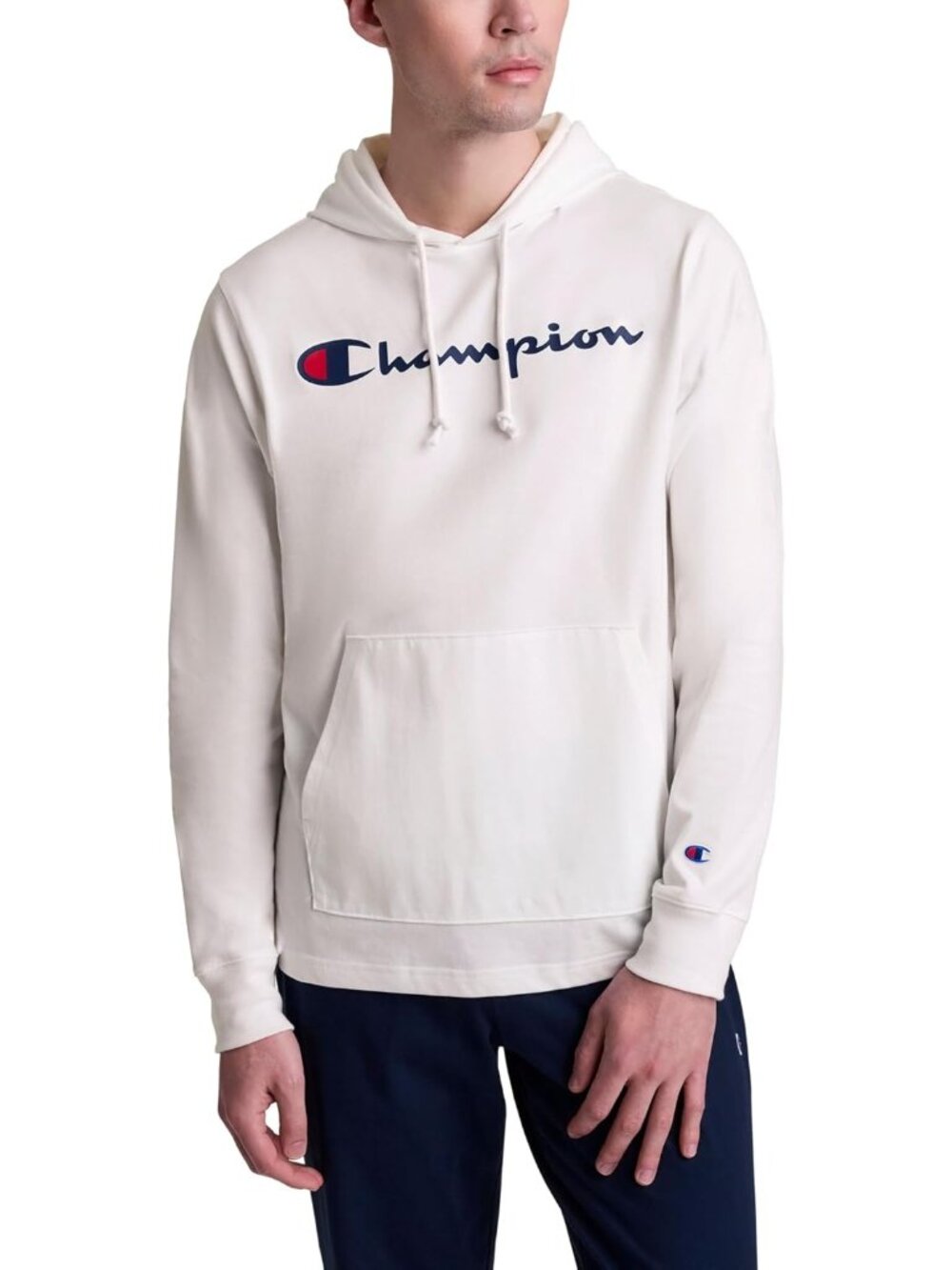 Champion Men's White Casual Long Sleeve Pull Over Cotton T Shirt Hoodies
